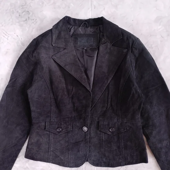 SUZY SHIER Women's Black Suede Blazer Jacket - Picture 8 of 11